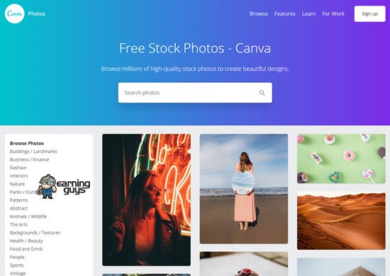 Canva free images for websites