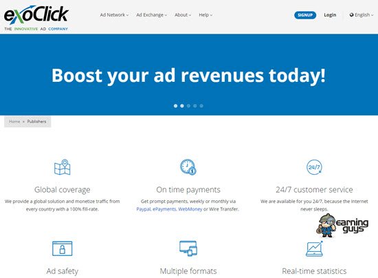 ExoClick Advertising Networks for Publishers