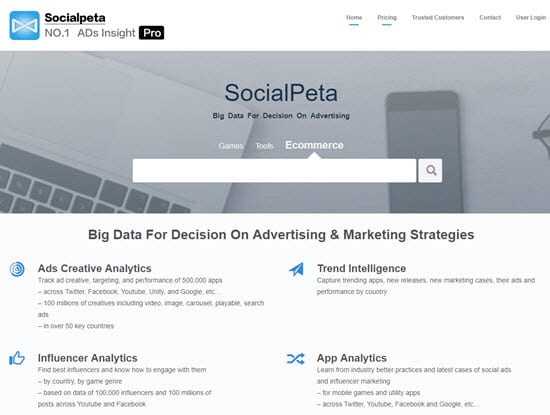 SocialPeta Facebook Ads Spy Tool