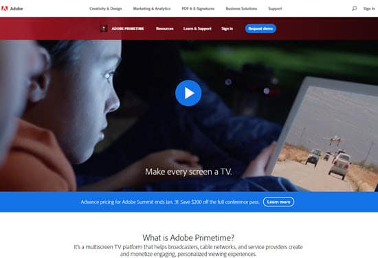 Adobe Primetime video advertising network