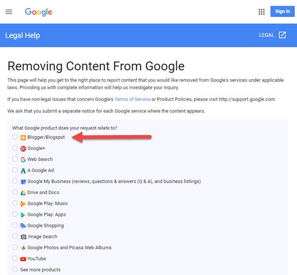 report copied content to Google