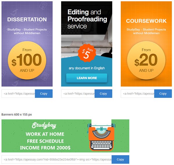 StudyBay affiliate Banners