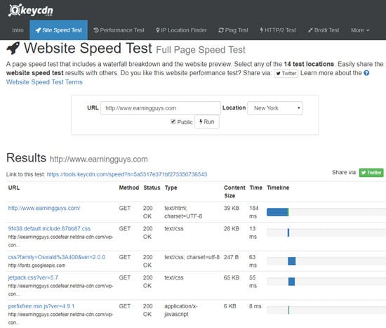 KeyCDN Website Speed Test Tool