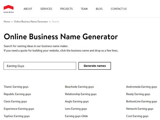 Anadea Business Name Generator