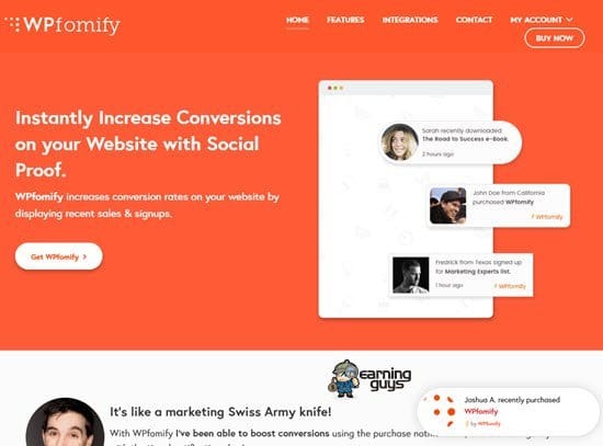 WPfomify Social Proof WordPress Plugin