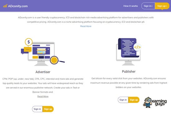 Adconity bitcoin advertising website