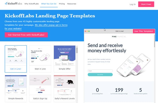 KickoffLabs Landing Page Templates