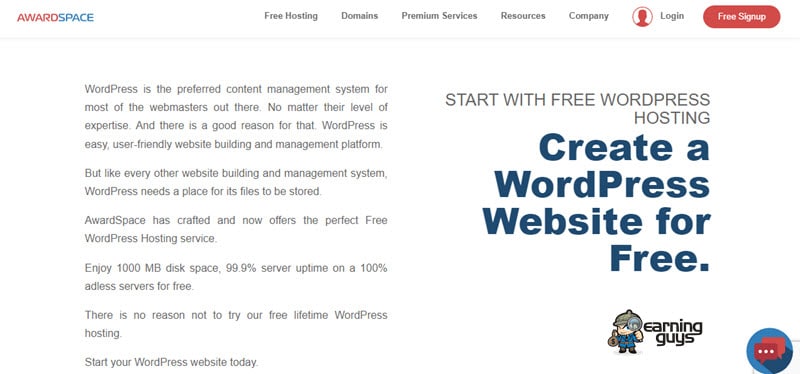 awardspace Free WordPress Hosting