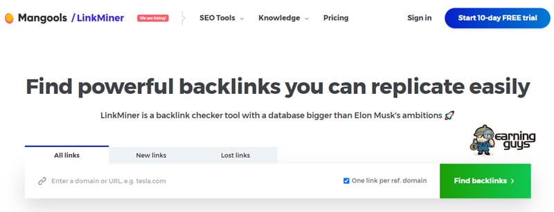 LinkMiner Backlink Checker Tool