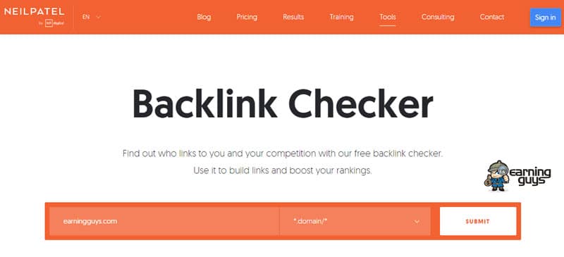 Ubersuggest Backlink Checker