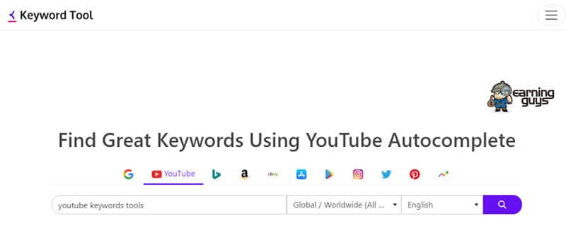 KeywordTool YouTube keyword research